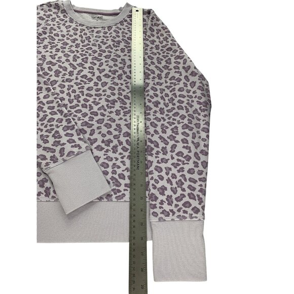Tek Gear Womens Lavender Leopard Print Sweatshirt Fleece Crew Neck Medium - Picture 6 of 9